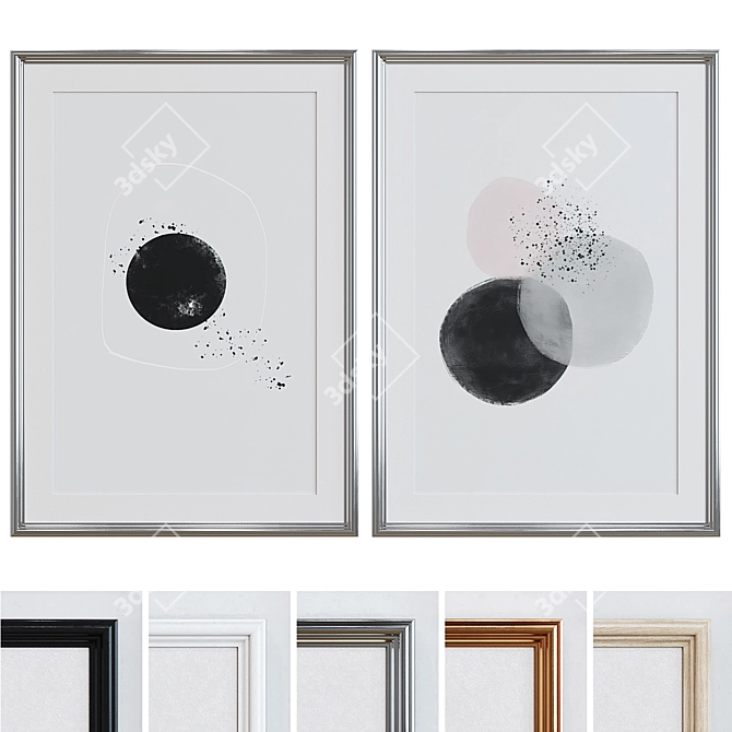 Modern Abstract Picture Frame Set 3D model image 1