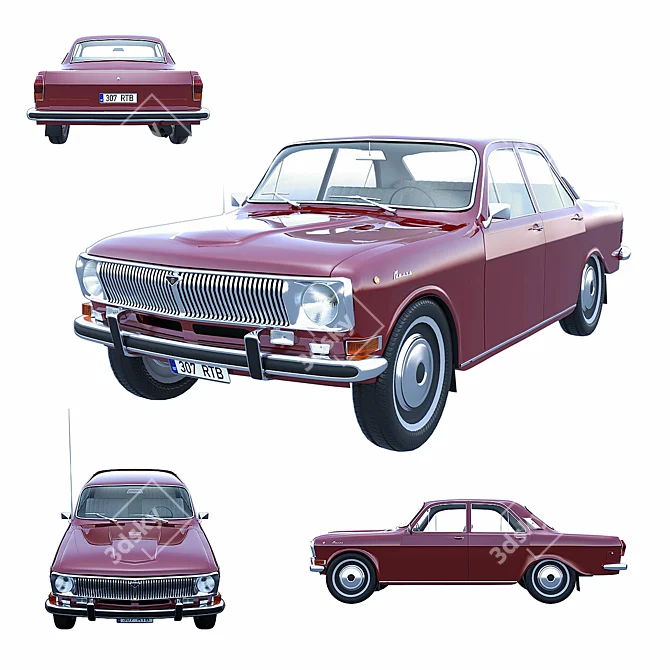 Vintage GAZ-24 Volga Sedan 3D model image 1