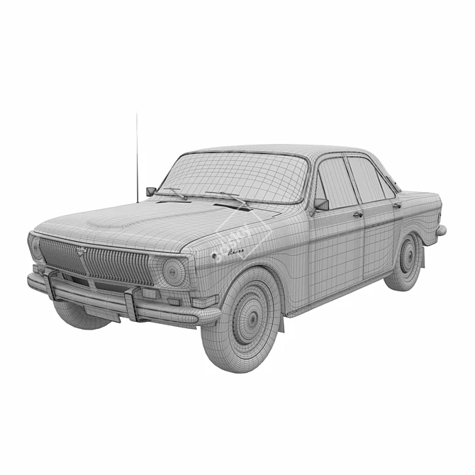 Vintage GAZ-24 Volga Sedan 3D model image 2