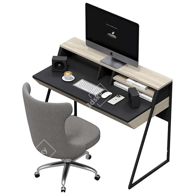 Modern Space-Saving Office Desk 3D model image 2