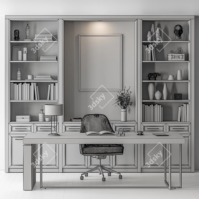 Executive Boss Desk- Office Solution 3D model image 4