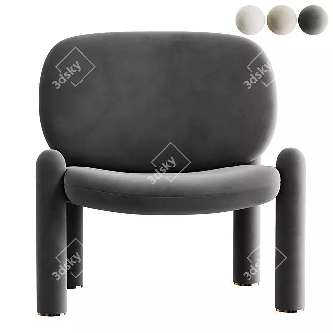 Stylish Fabric Armchair Design 3D model image 4