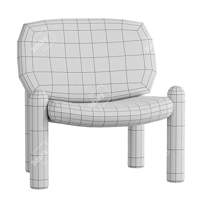 Stylish Fabric Armchair Design 3D model image 6