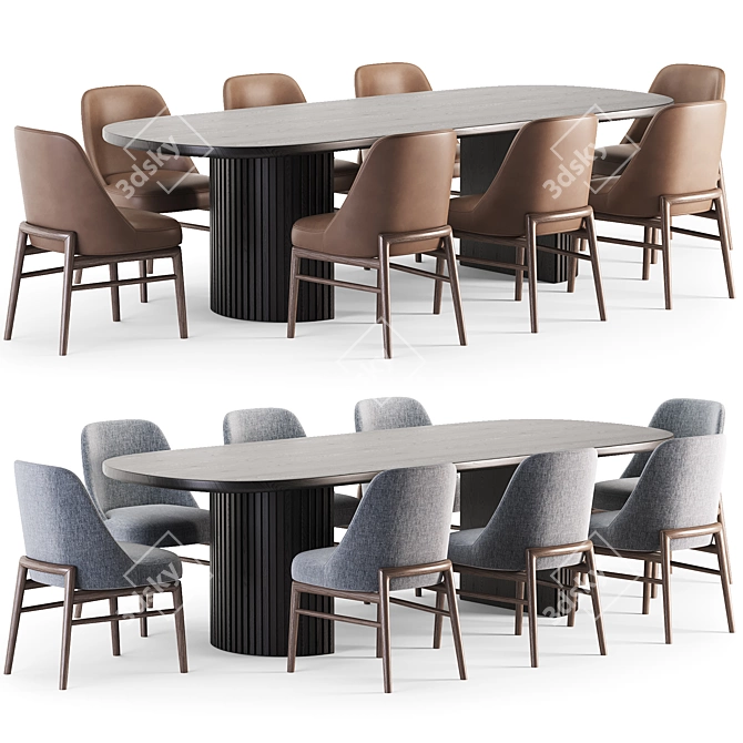 Trendy Dining Set 3D Model 3D model image 1