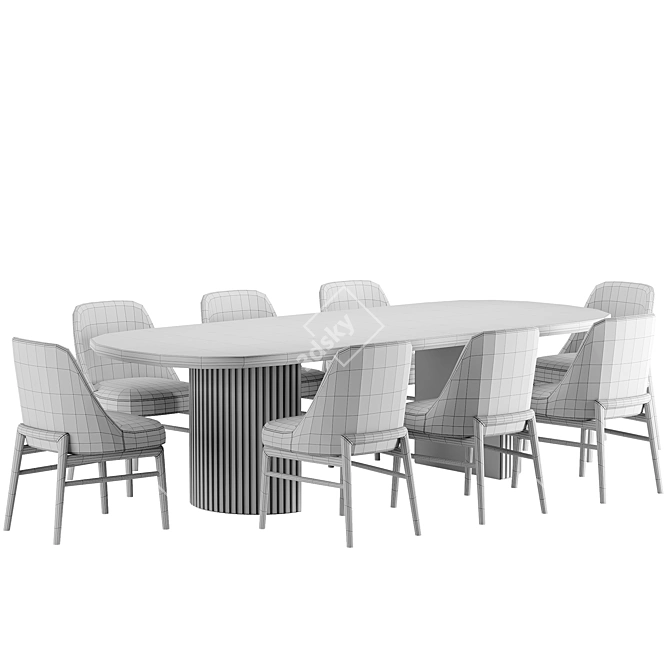 Trendy Dining Set 3D Model 3D model image 2