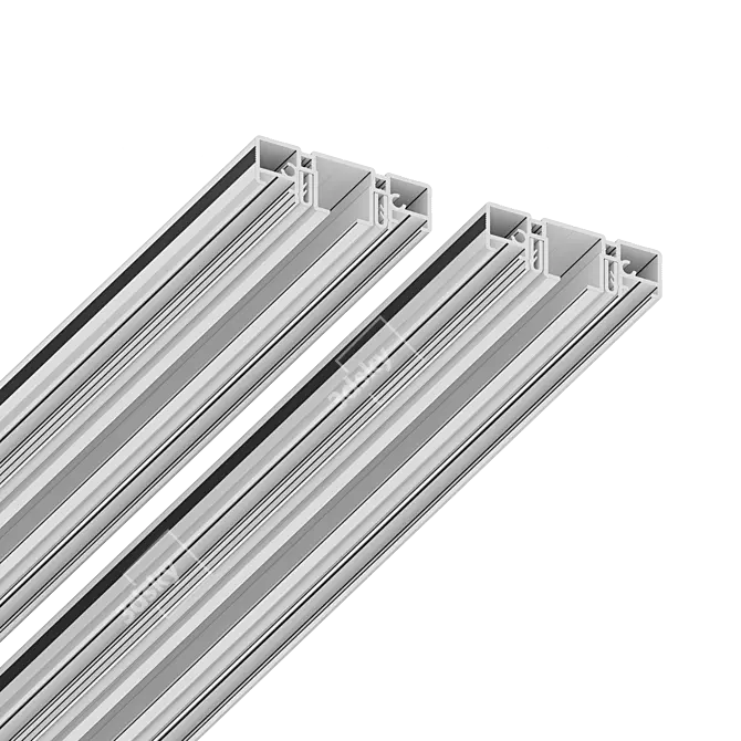 Compact Slim Curtain Rod System 3D model image 2