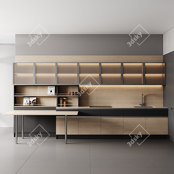 Modular Kitchen: Millimeter Dimensions 3D model image 1