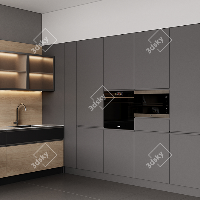 Modular Kitchen: Millimeter Dimensions 3D model image 2