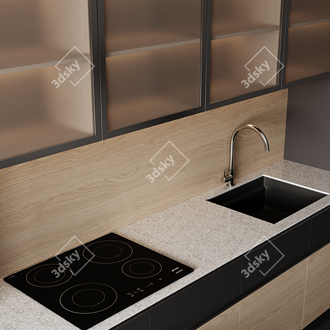 Modular Kitchen: Millimeter Dimensions 3D model image 3