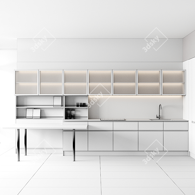 Modular Kitchen: Millimeter Dimensions 3D model image 5