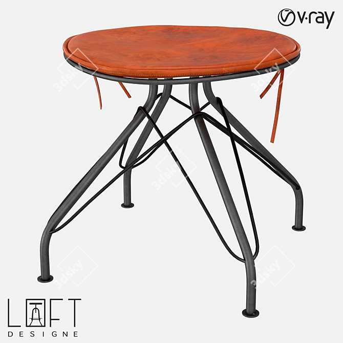 Metal Leather Stool 2270 Model 3D model image 1