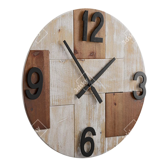 Rustic Light Wood Wall Clock 3D model image 1