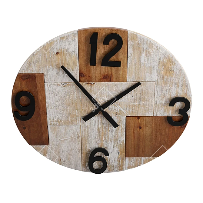 Rustic Light Wood Wall Clock 3D model image 3