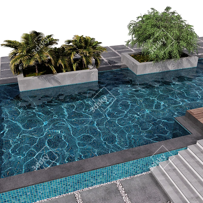 Modern 3D Swimming Pool Model 3D model image 4