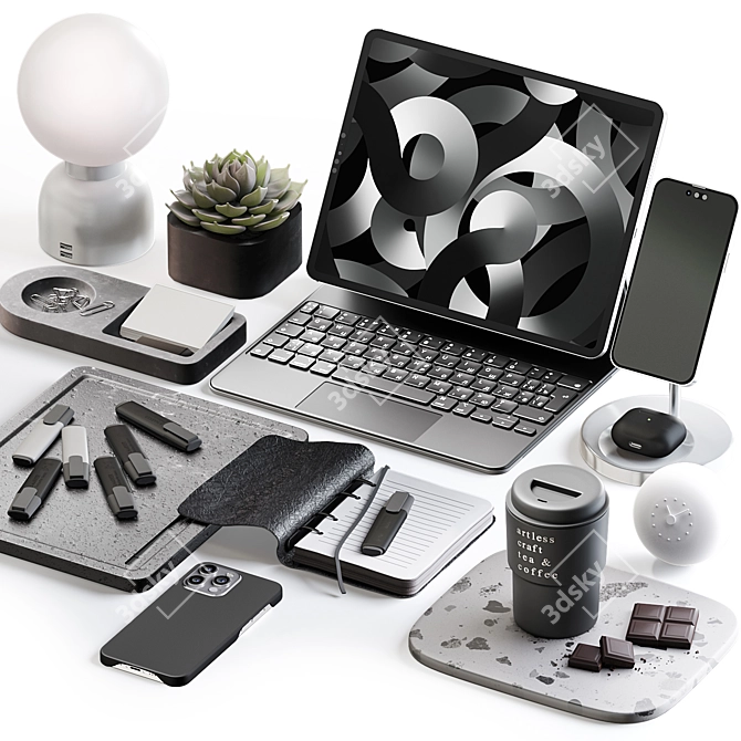 Modern Workplace Essentials Kit 3D model image 1