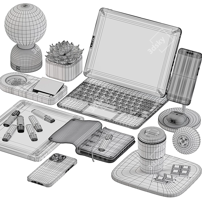 Modern Workplace Essentials Kit 3D model image 7