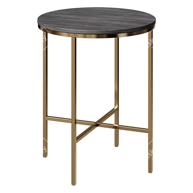 Gray Gold Marble End Table 3D model image 1