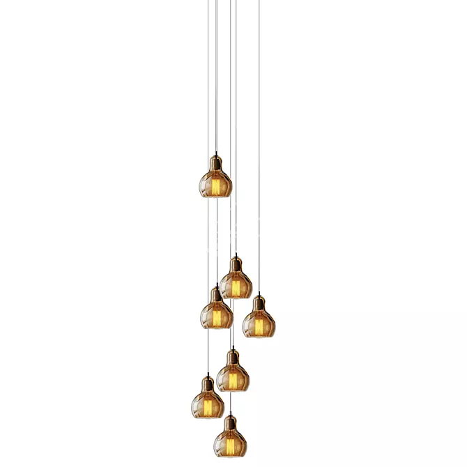 Gourd Glass Hanging Pendant Light 3D model image 4