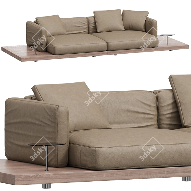 Modern Elegance Leather Sofa 3D model image 1