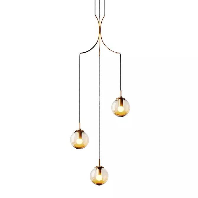 Postmodern Cognac Glass Pendant Light 3D model image 2