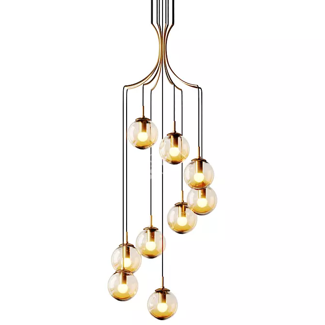 Postmodern Cognac Glass Pendant Light 3D model image 4