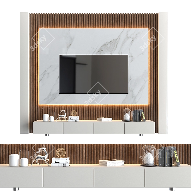 Modern TV Wall Display Unit 3D model image 1