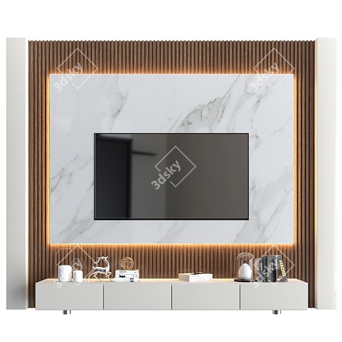 Modern TV Wall Display Unit 3D model image 2