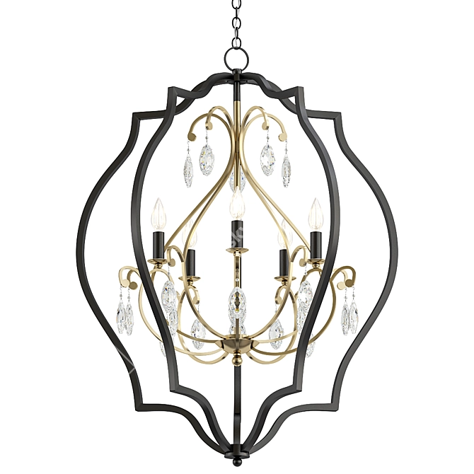 Clara Wide Black Chandelier 3D model image 1