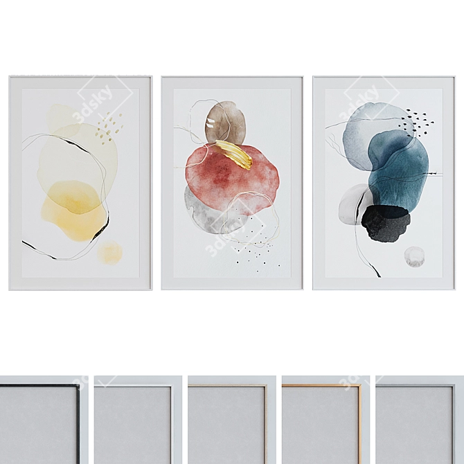 Modern Watercolor Picture Frame Set 3D model image 1