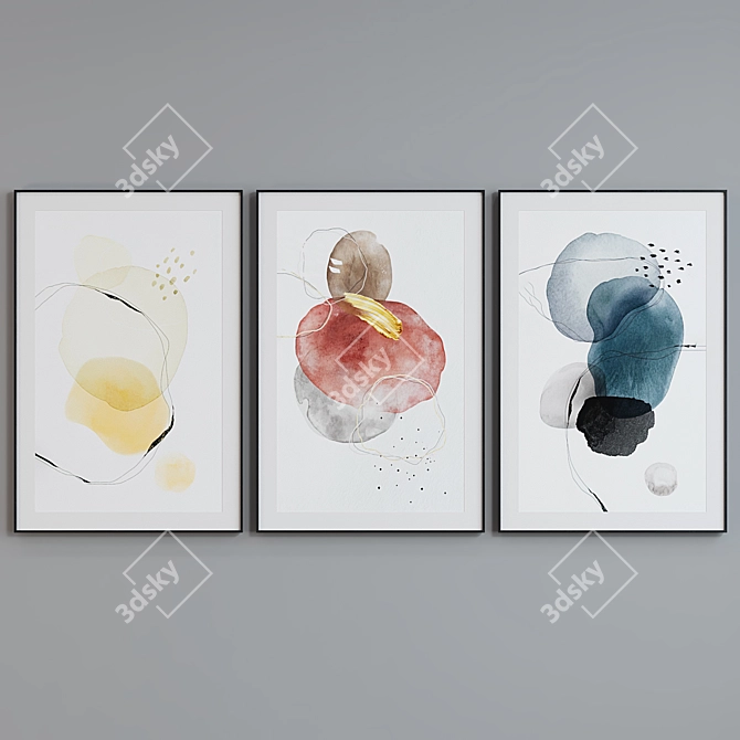 Modern Watercolor Picture Frame Set 3D model image 2