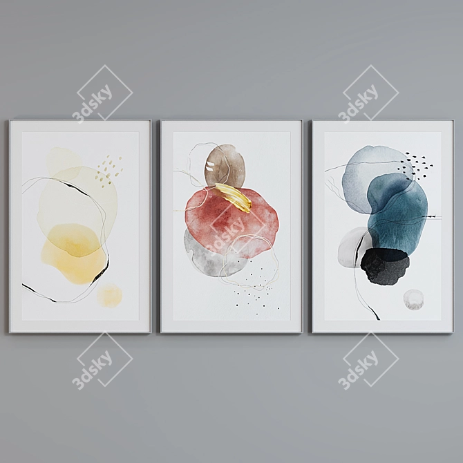 Modern Watercolor Picture Frame Set 3D model image 3