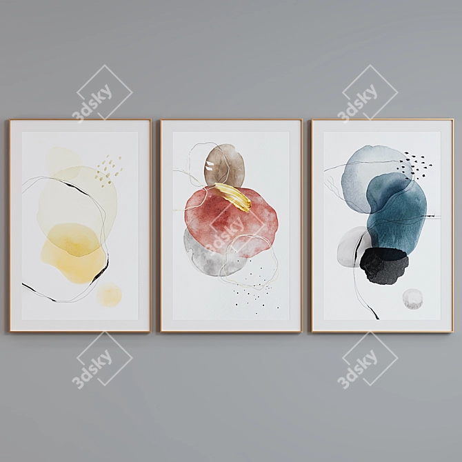 Modern Watercolor Picture Frame Set 3D model image 4