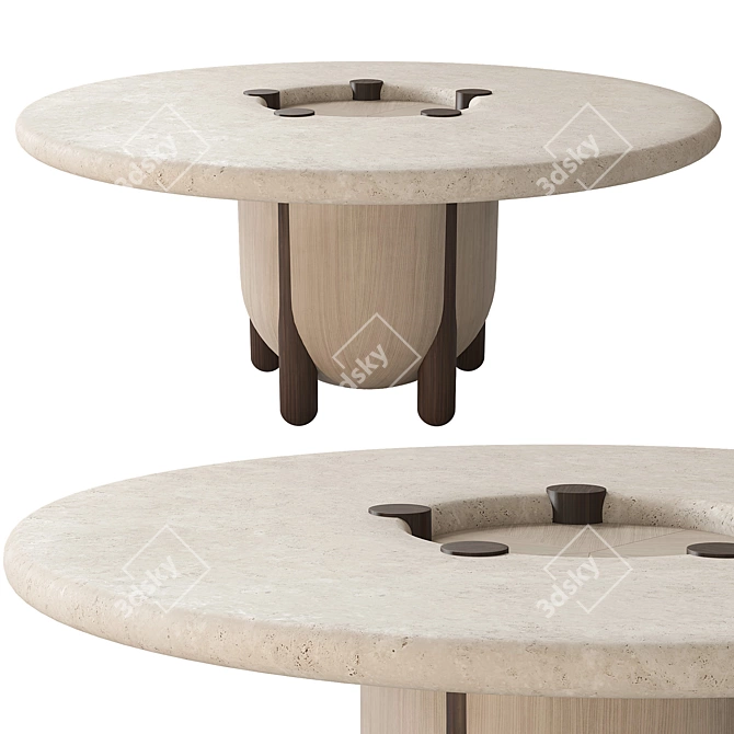 Nova Travertine High Table Ensemble 3D model image 5