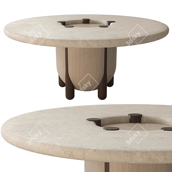 Nova Travertine High Table Ensemble 3D model image 9