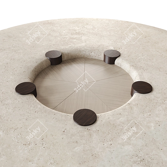 Nova Travertine High Table Ensemble 3D model image 11