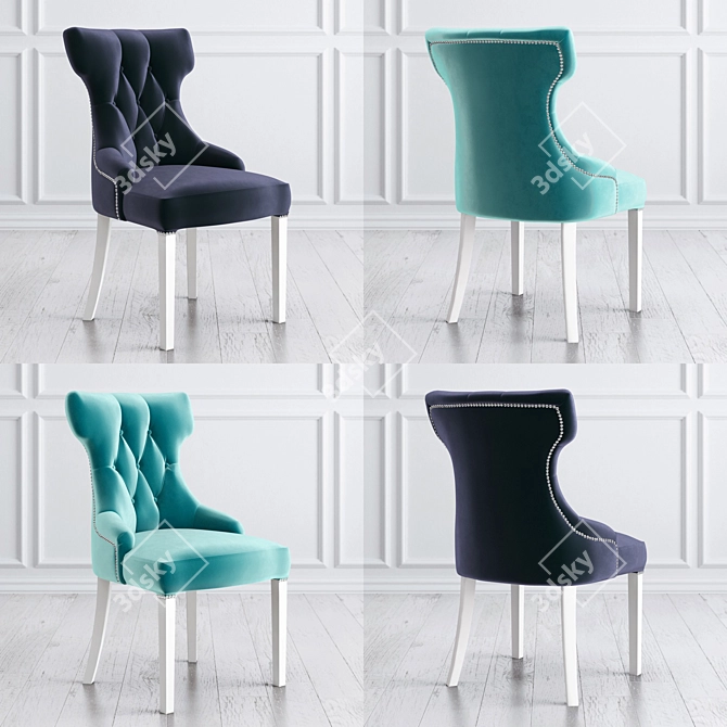 Multi-Color Floral Velvet Chair 3D model image 5