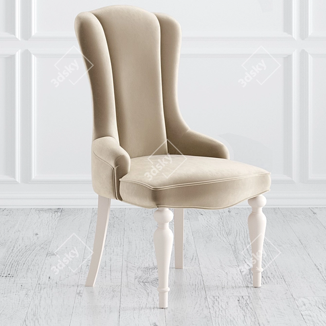  Floral Velvet Wooden Chair - Collection Piece 3D model image 4