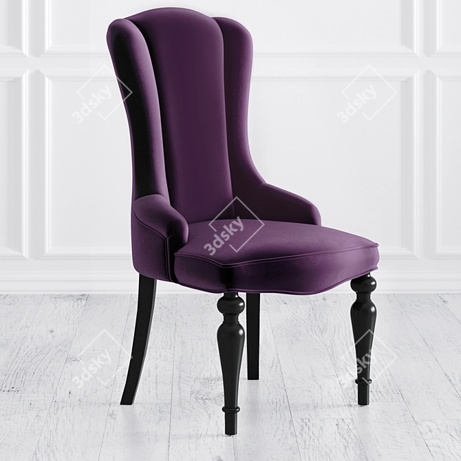  Floral Velvet Wooden Chair - Collection Piece 3D model image 7