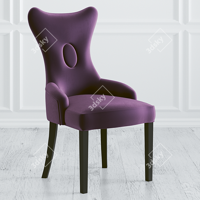 Luxurious Microvelvet and Wood Chair 3D model image 5