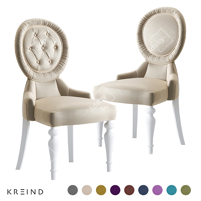 Velvet Dining Chair C08 3D model image 1