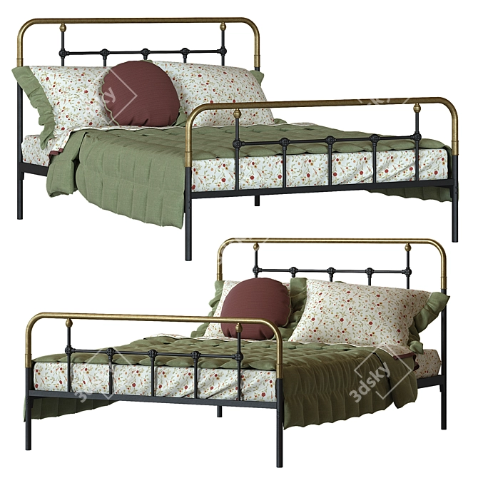 Metallic Asper Bed Frame, T140 3D model image 1