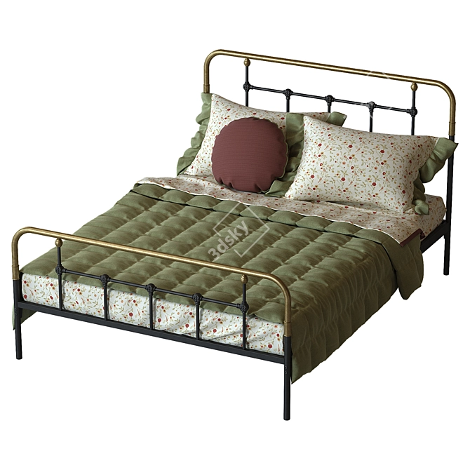 Metallic Asper Bed Frame, T140 3D model image 4