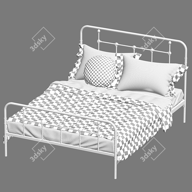 Metallic Asper Bed Frame, T140 3D model image 6