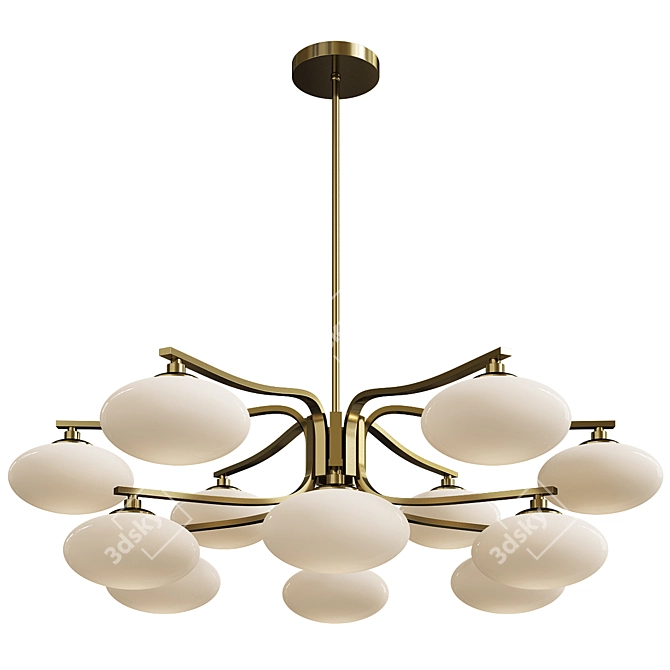 Elegant Brass Mushroom Chandelier 3D model image 1