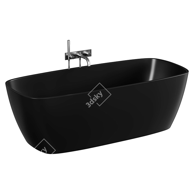 Cast Marble Freestanding Bathtub Black 3D model image 1