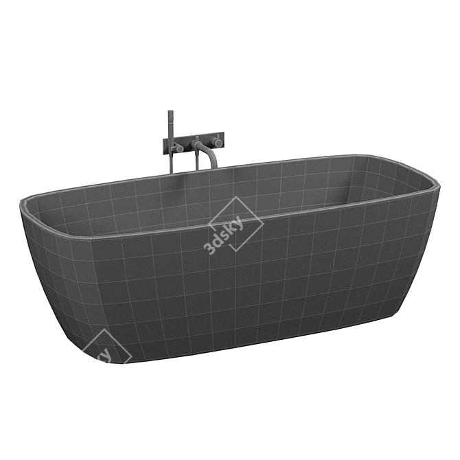 Cast Marble Freestanding Bathtub Black 3D model image 3