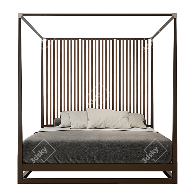 Caracole Pinstripe King Bed Set 3D model image 2