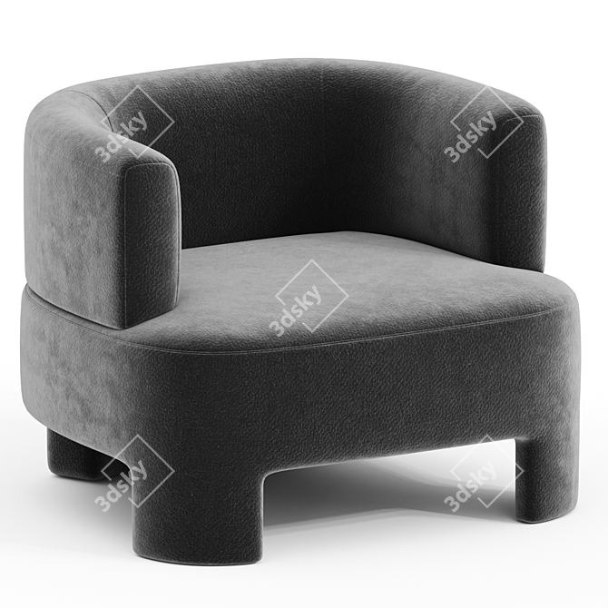 Elegant Velvet Darrel Armchair 3D model image 1