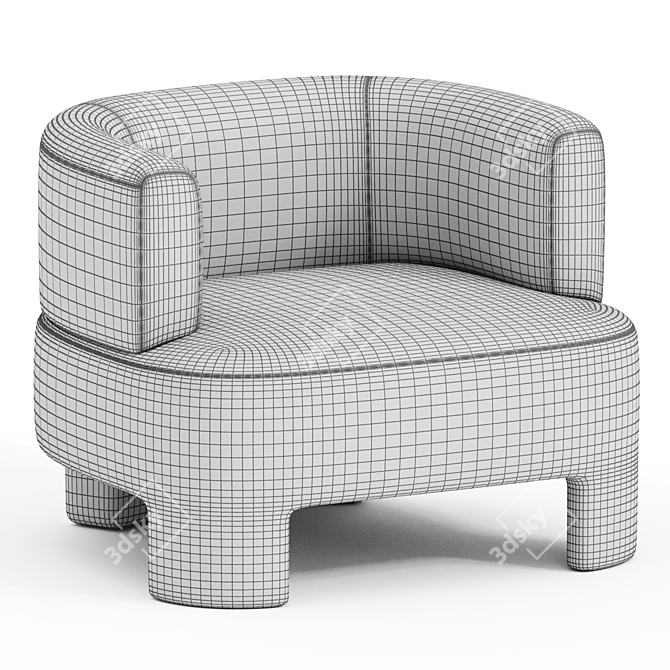 Elegant Velvet Darrel Armchair 3D model image 3