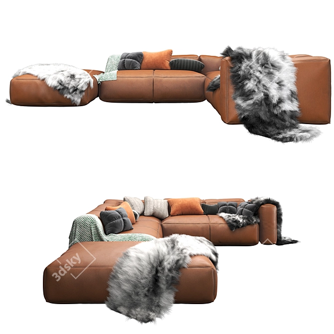 Luxury Leather Mags Soft Sofa 3D model image 2